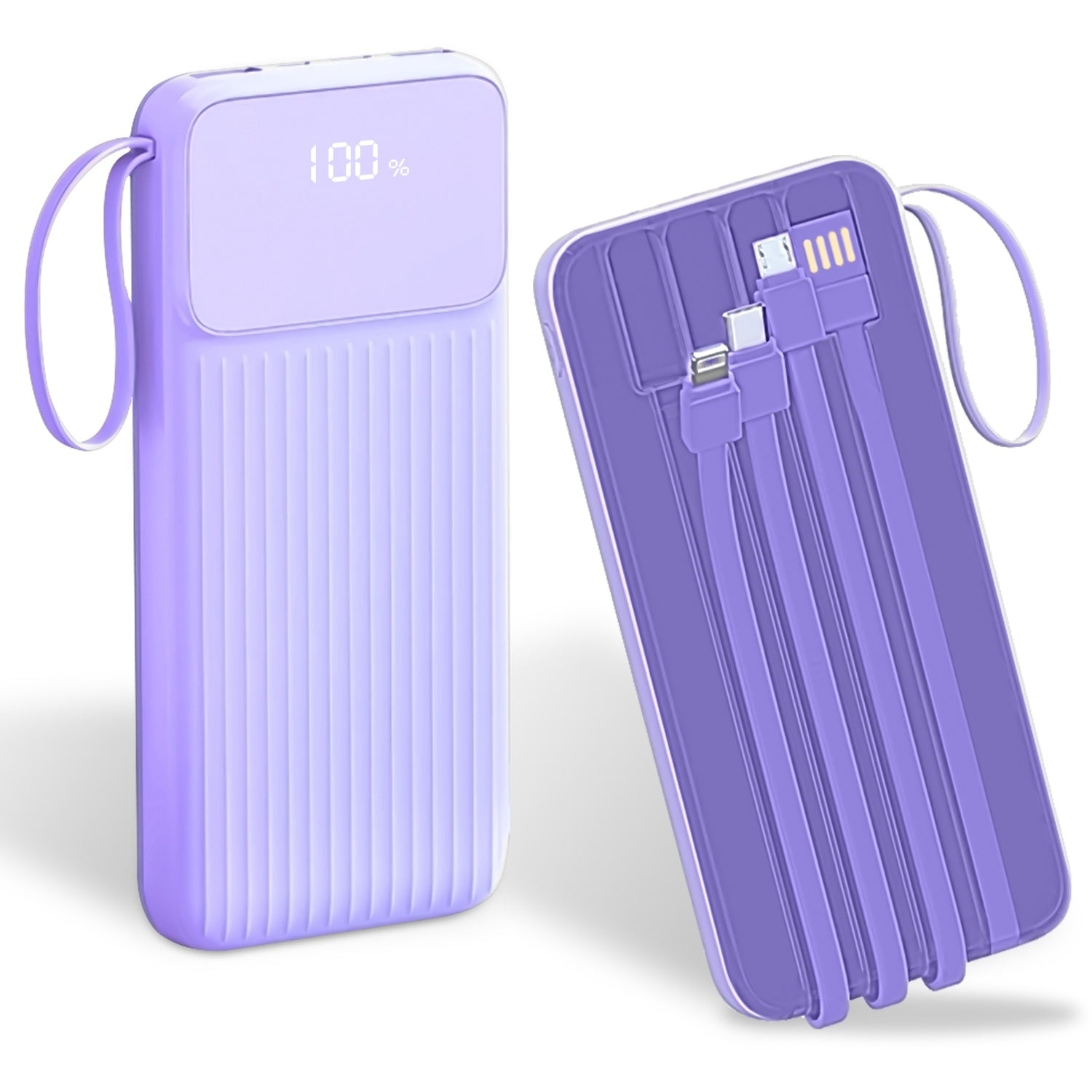 1Pc PD22W Fast Charger 20000mAh Fast Charging Power Bank Portable Charger With 4 Inbuilt Cables Digital Display Handle Fit For IOSPhone 15 14 Android And More