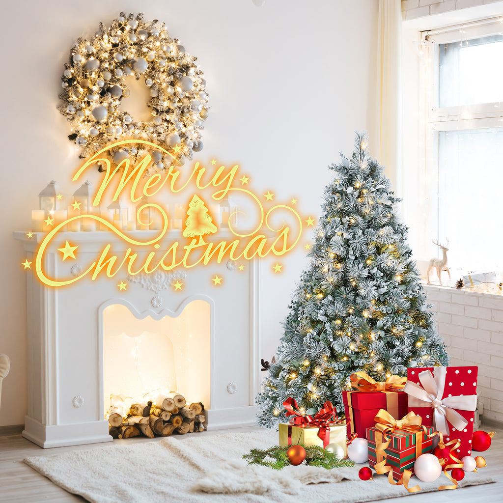 4FT Snow Flocked Christmas Tree Premium Artificial Christmas Tree With 404 Mixed PE Leaves & Tips, Small Realistic Full Pine Unlit Faux Xmas Tree With Snow For Home Office Holiday Decor