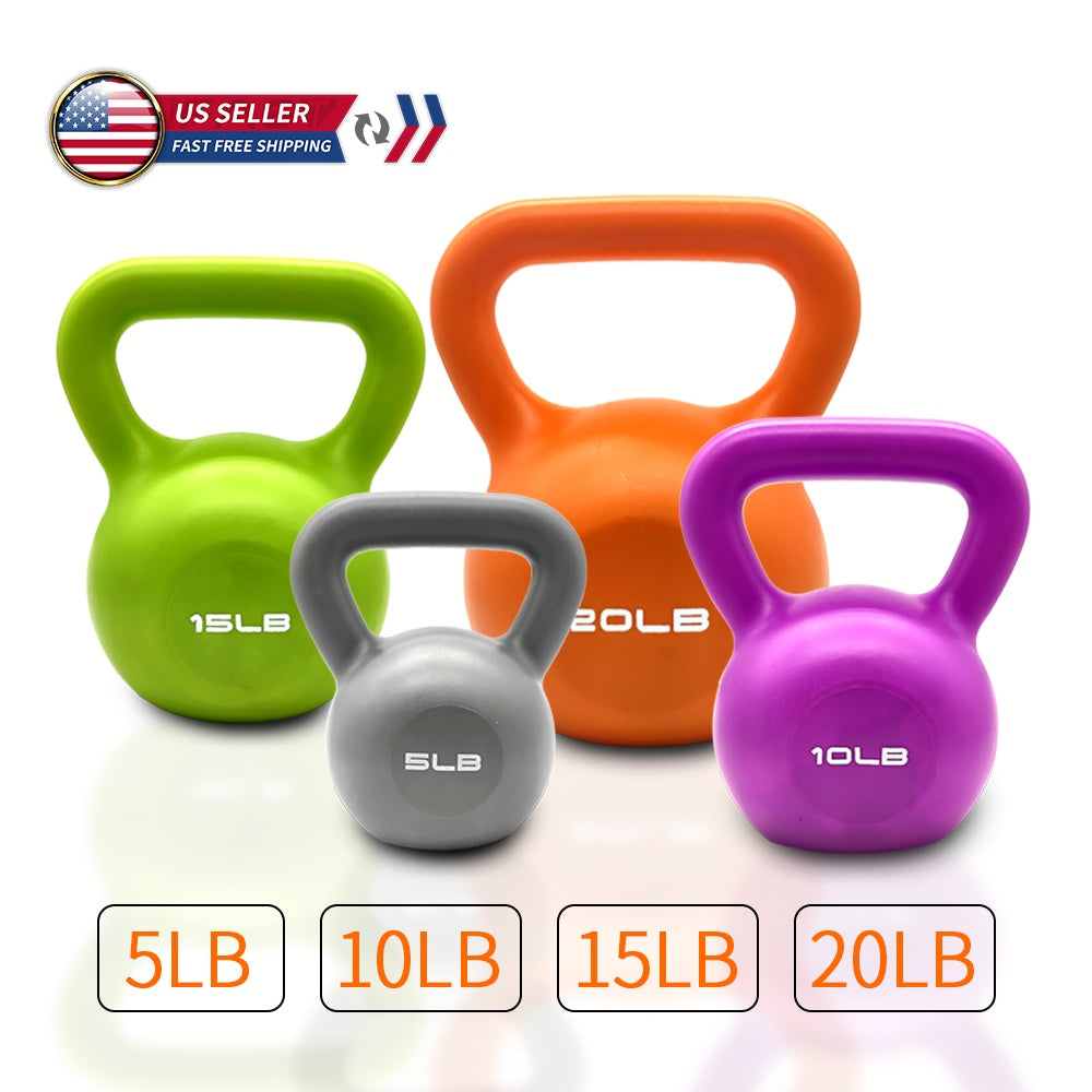 15lbs Kettlebell Set, Strength Training Kettlebells Weight Set For Women, Vinyl Coated Kettle Bell For Home Gym Workout Weight Lifting Equipment, Comfortable Grip Wide Handle Weights