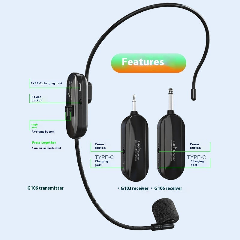 24g Wireless Headset Microphone Little Bee Teacher Loudspeaker