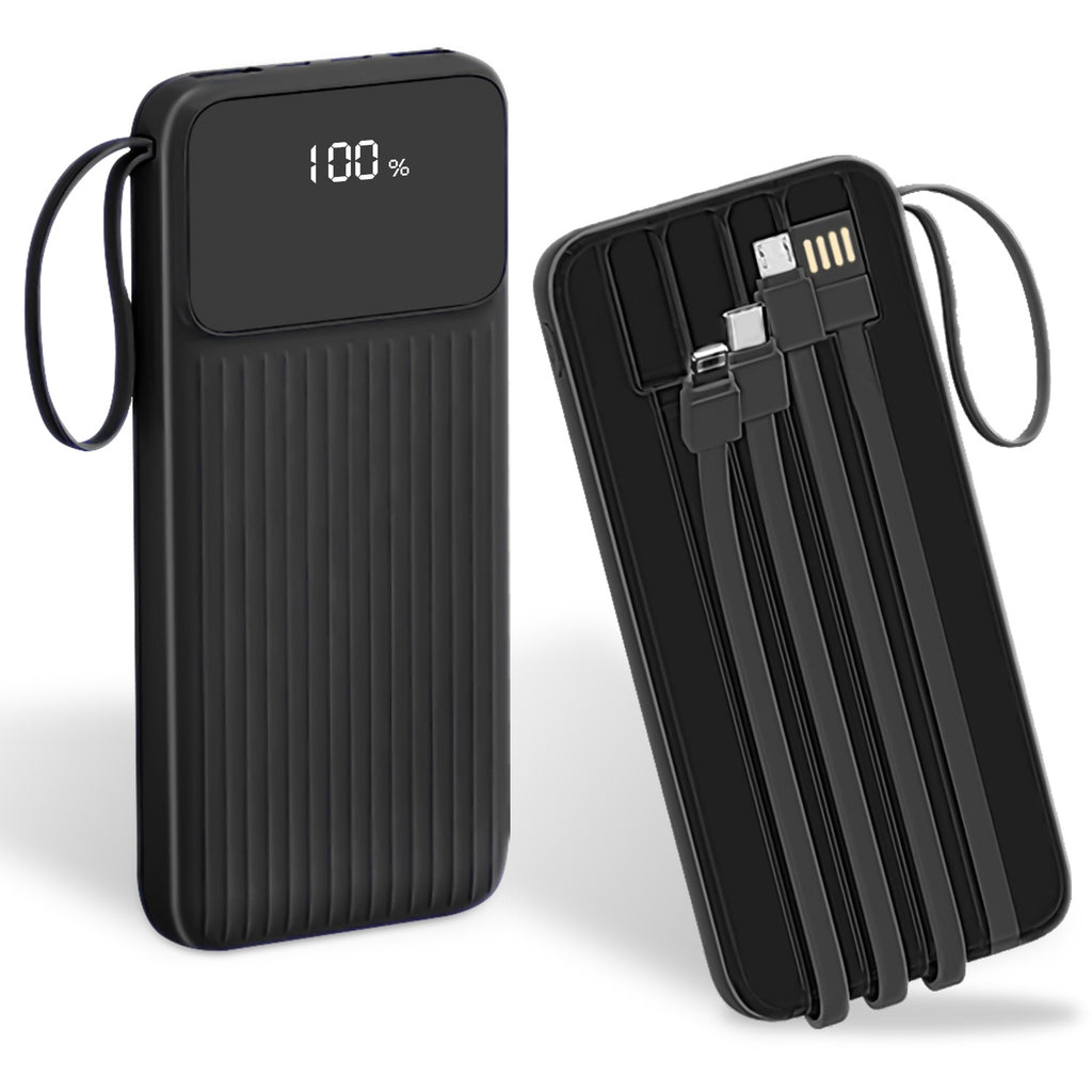 1Pc PD22W Fast Charger 20000mAh Fast Charging Power Bank Portable Charger With 4 Inbuilt Cables Digital Display Handle Fit For IOSPhone 15 14 Android And More
