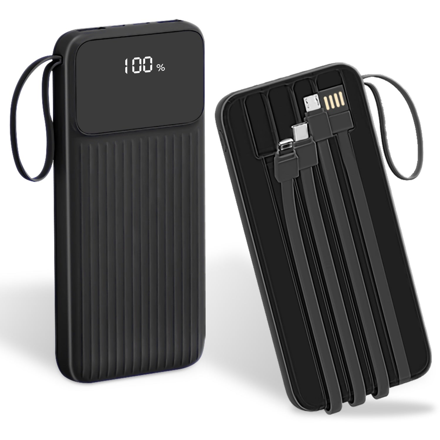 1Pc PD22W Fast Charger 20000mAh Fast Charging Power Bank Portable Charger With 4 Inbuilt Cables Digital Display Handle Fit For IOSPhone 15 14 Android And More
